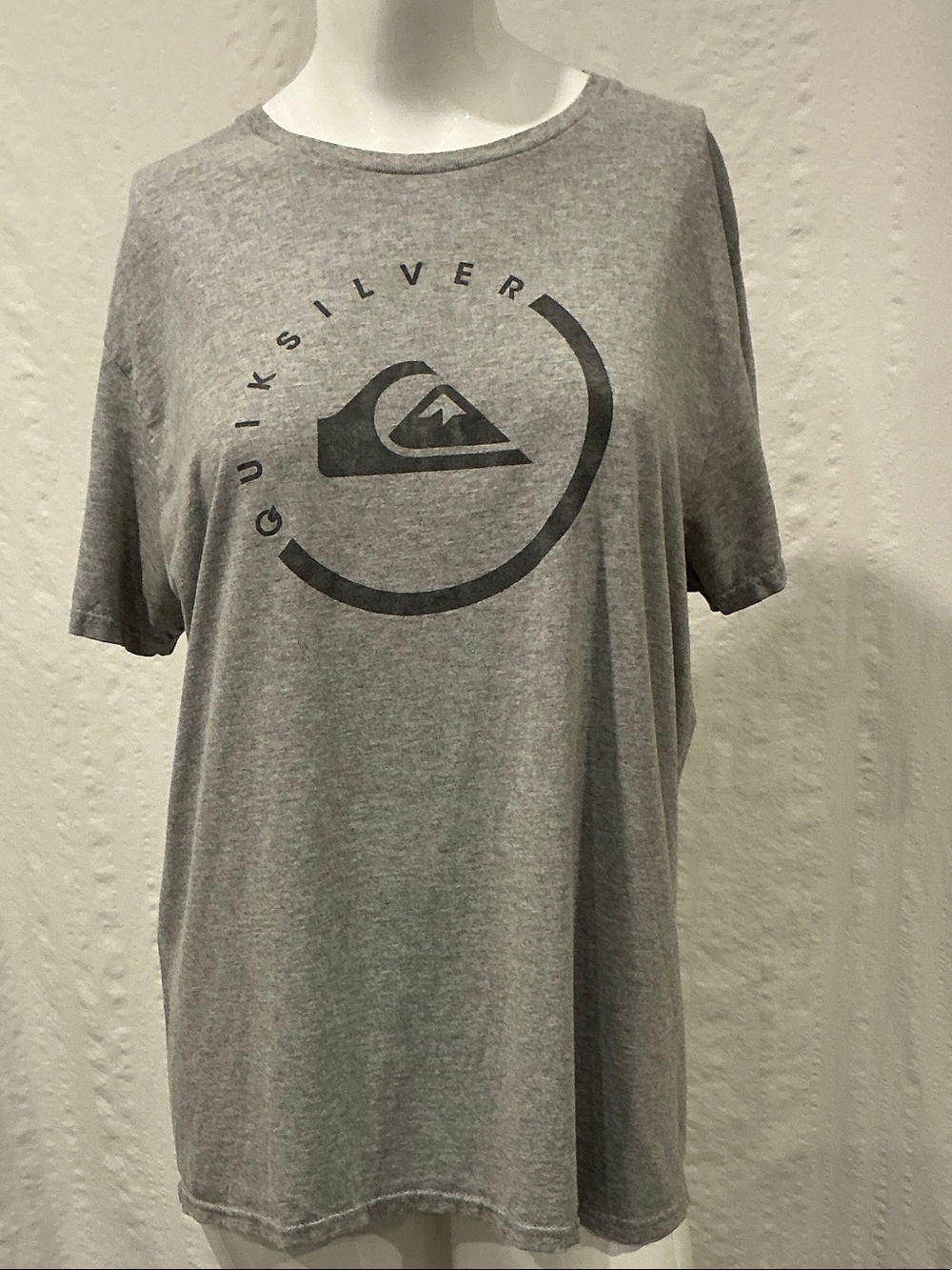 Quiksilver Oversized Gray Surf Style Graphic T Shirt L